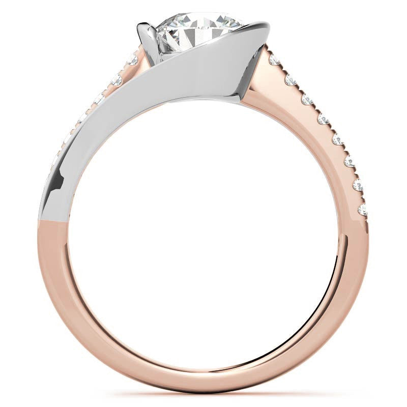 Modern Style Round Bypass Moissanite Engagement Ring