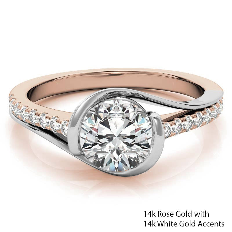 Modern Style Round Bypass Moissanite Engagement Ring