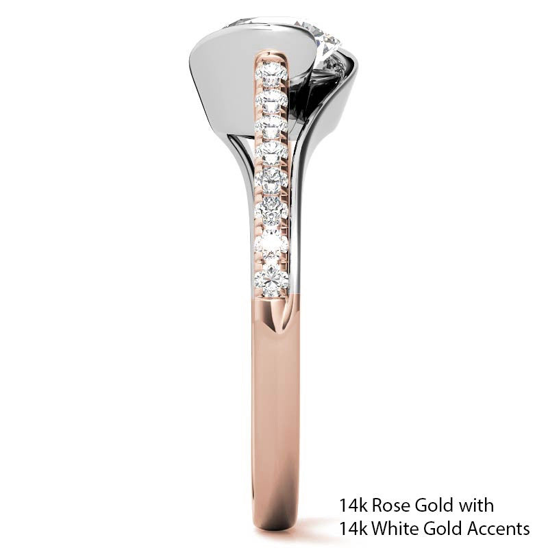 Modern Style Round Bypass Moissanite Engagement Ring