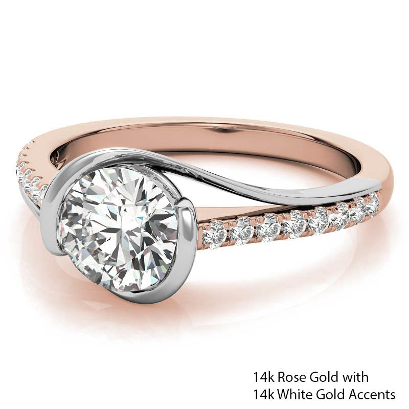 Modern Style Round Bypass Moissanite Engagement Ring