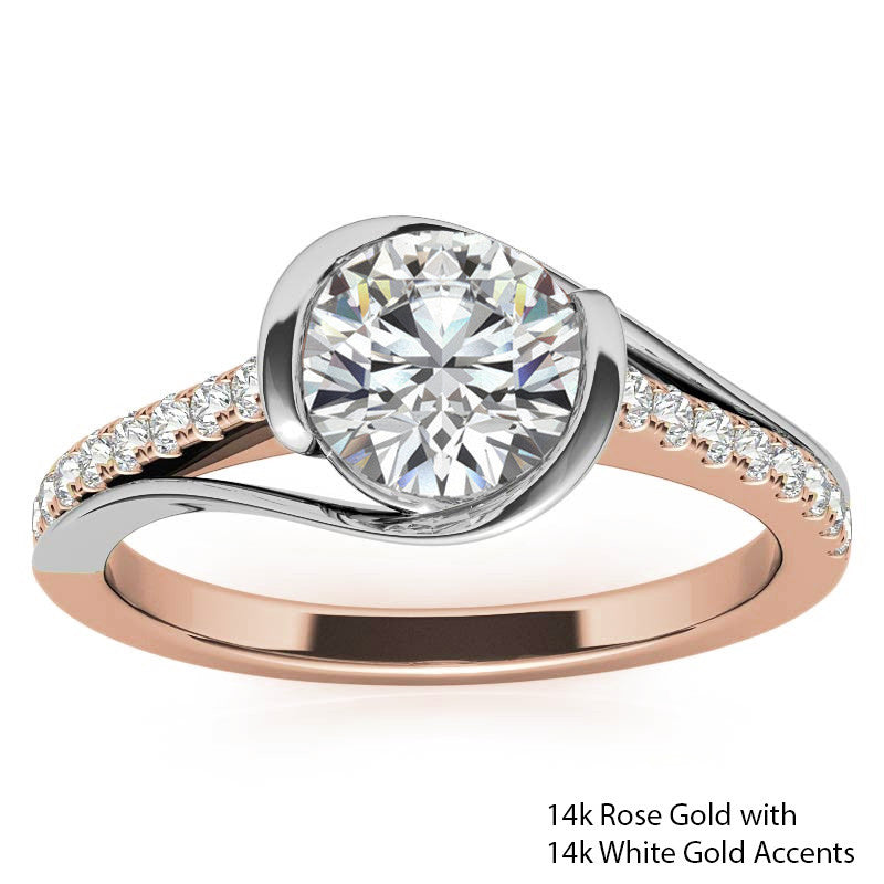 Modern Style Round Bypass Moissanite Engagement Ring