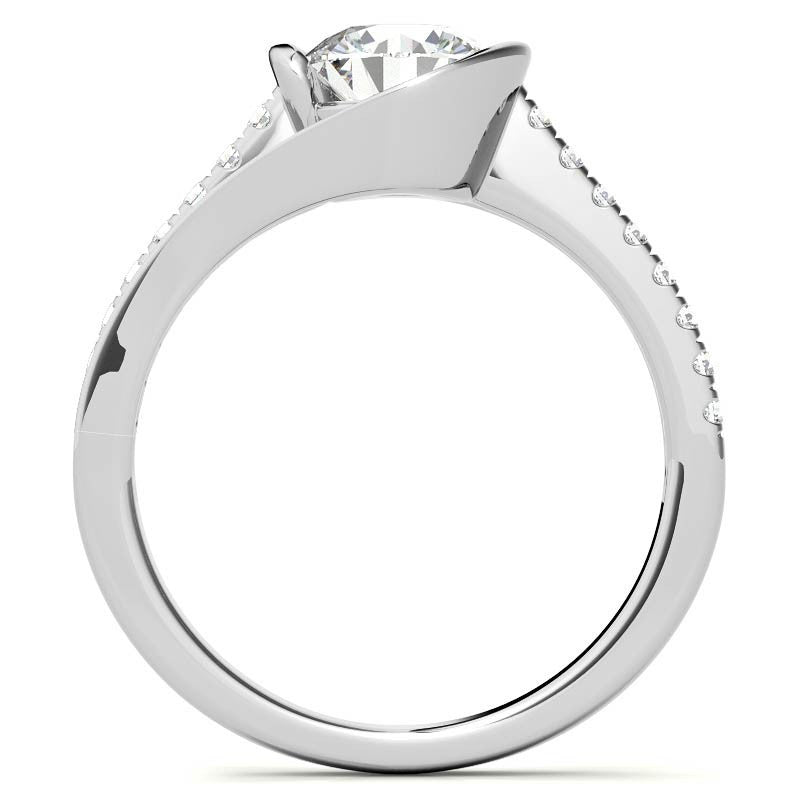 Modern Style Round Bypass Moissanite Engagement Ring