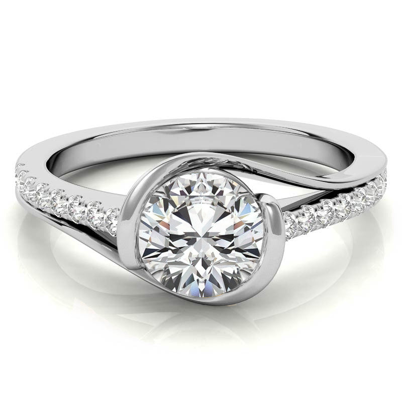 Modern Style Round Bypass Moissanite Engagement Ring