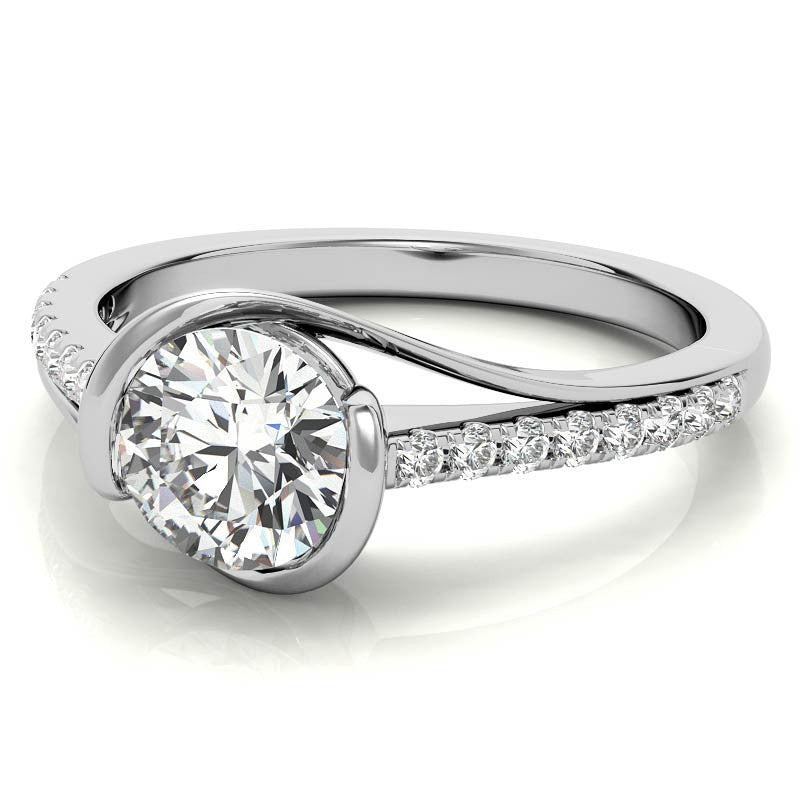 Modern Style Round Bypass Moissanite Engagement Ring