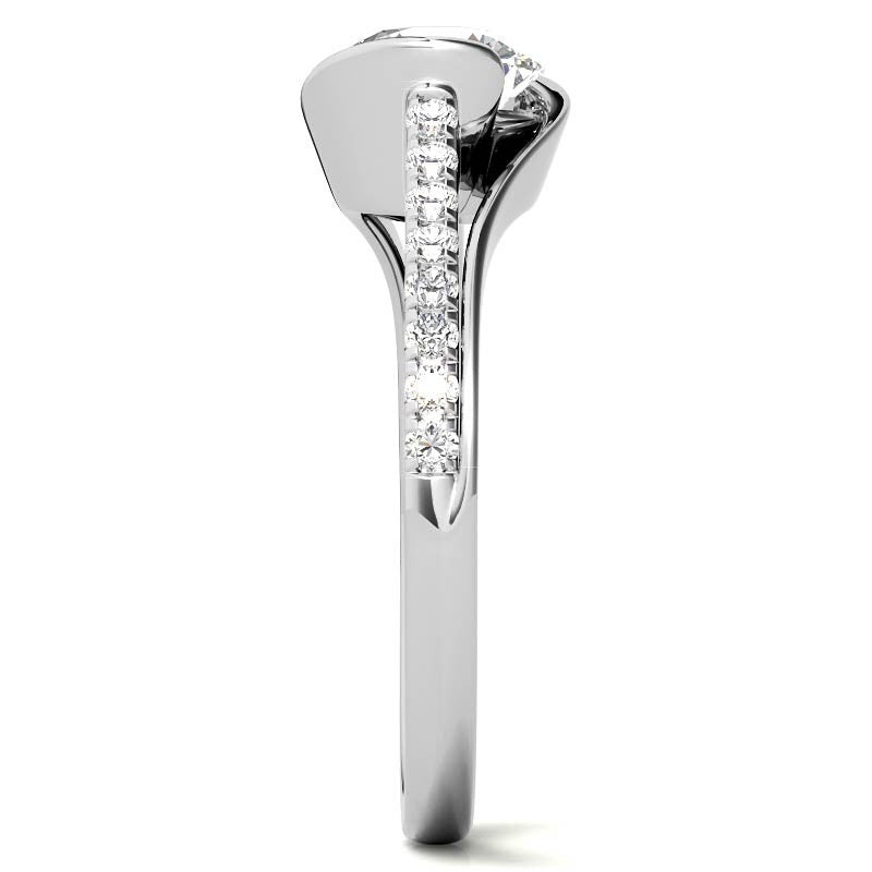Modern Style Round Bypass Moissanite Engagement Ring