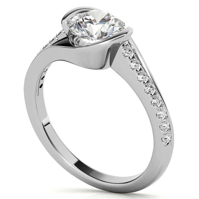 Modern Style Round Bypass Moissanite Engagement Ring