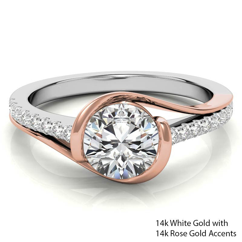Modern Style Round Bypass Moissanite Engagement Ring