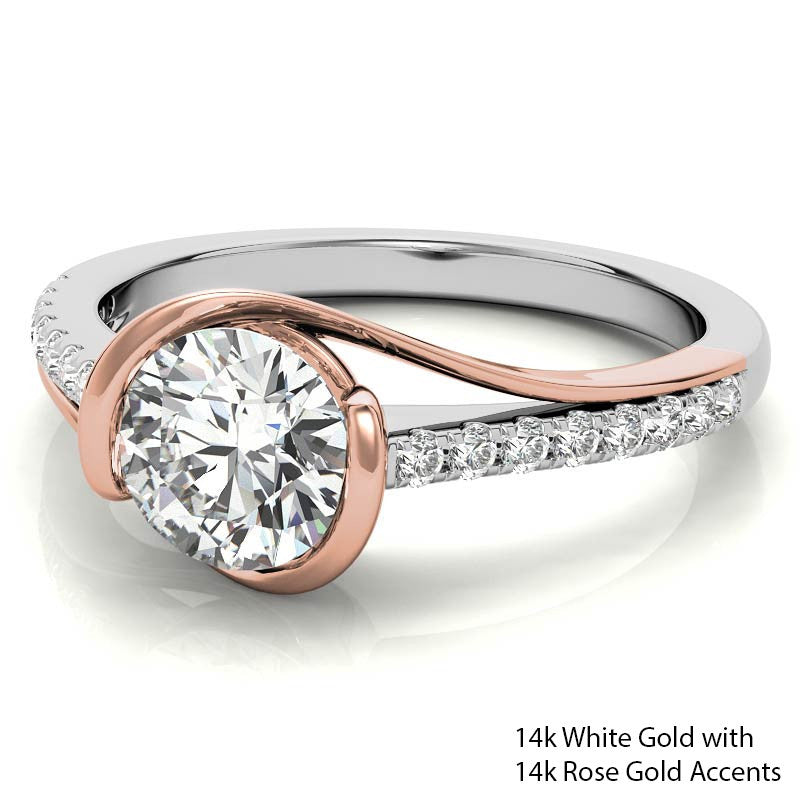 Modern Style Round Bypass Moissanite Engagement Ring