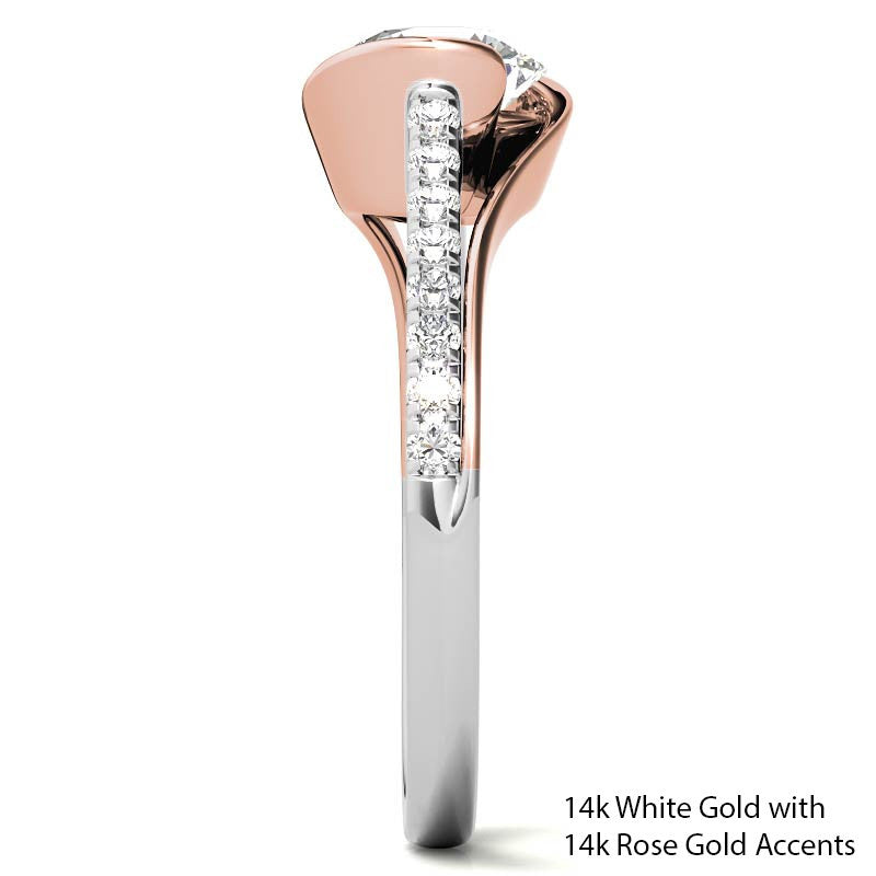 Modern Style Round Bypass Moissanite Engagement Ring