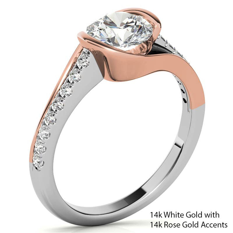 Modern Style Round Bypass Moissanite Engagement Ring