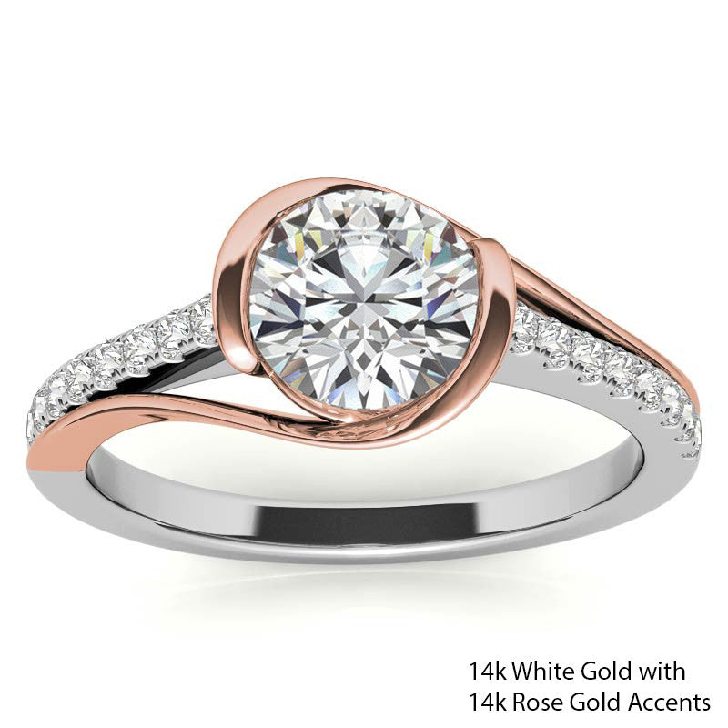 Modern Style Round Bypass Moissanite Engagement Ring