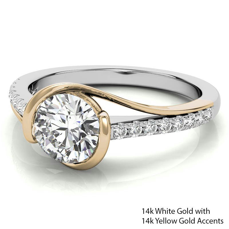 Modern Style Round Bypass Moissanite Engagement Ring