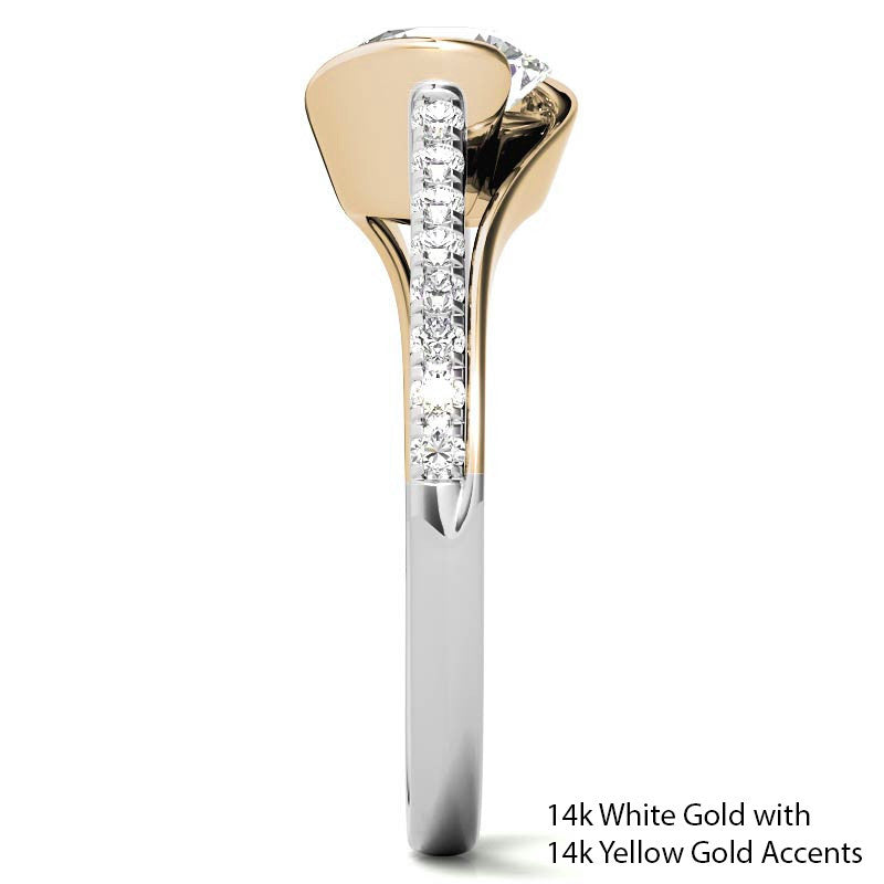 Modern Style Round Bypass Moissanite Engagement Ring