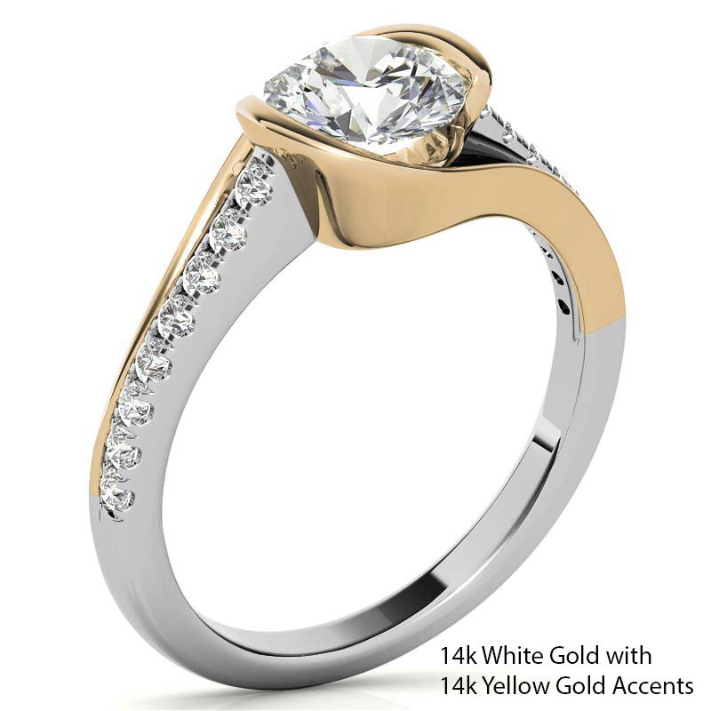Modern Style Round Bypass Moissanite Engagement Ring