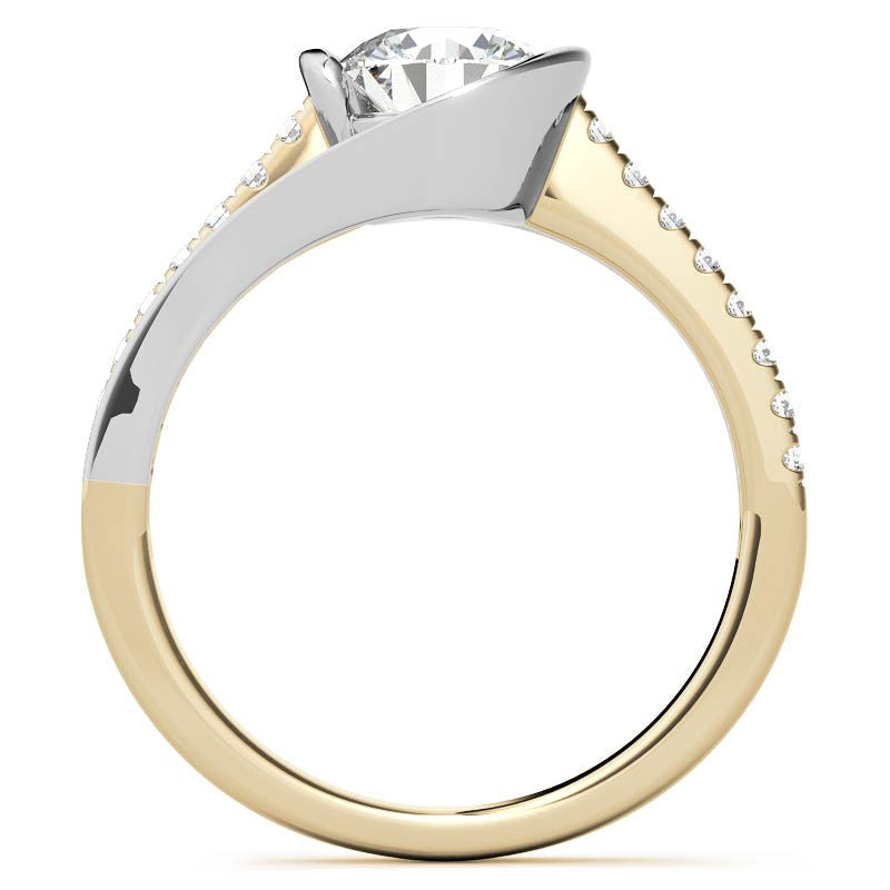 Modern Style Round Bypass Moissanite Engagement Ring