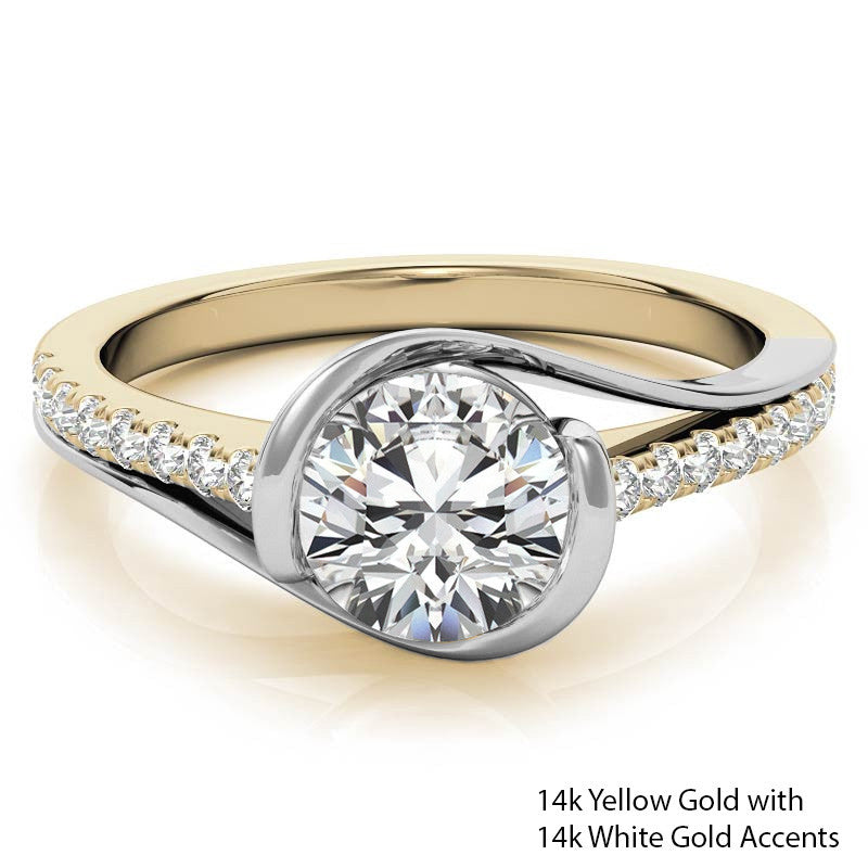 Modern Style Round Bypass Moissanite Engagement Ring