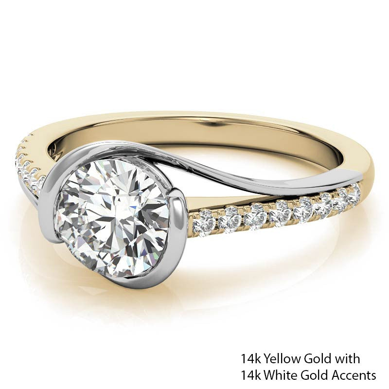 Modern Style Round Bypass Moissanite Engagement Ring