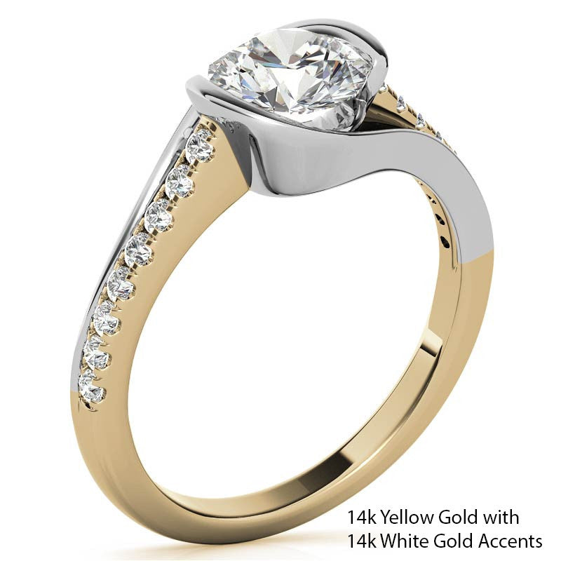 Modern Style Round Bypass Moissanite Engagement Ring