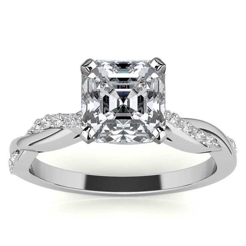 Round Brilliant Moissanite Twisted Engagement Ring Setting