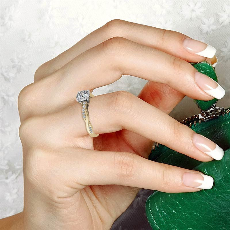 Round Brilliant Moissanite Twisted Engagement Ring Setting