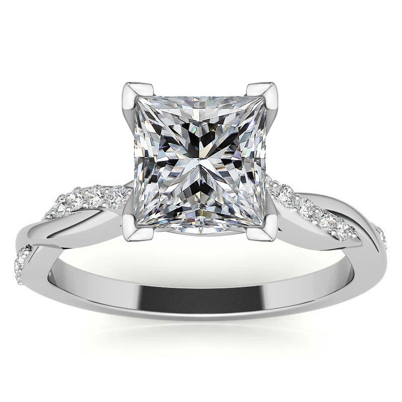 Round Brilliant Moissanite Twisted Engagement Ring Setting