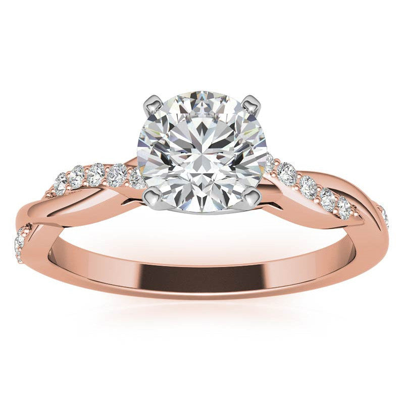Round Brilliant Moissanite Twisted Engagement Ring Setting