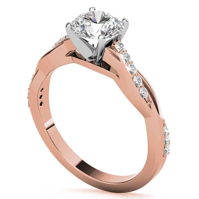 Round Brilliant Moissanite Twisted Engagement Ring Setting