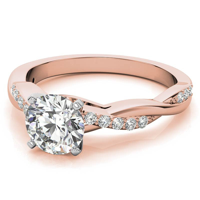 Round Brilliant Moissanite Twisted Engagement Ring Setting