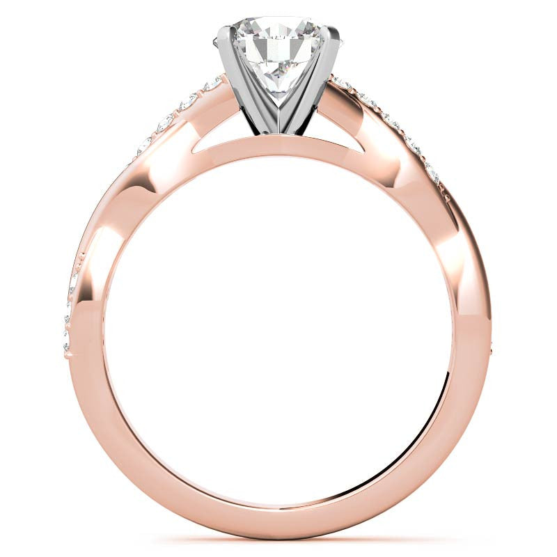 Round Brilliant Moissanite Twisted Engagement Ring Setting