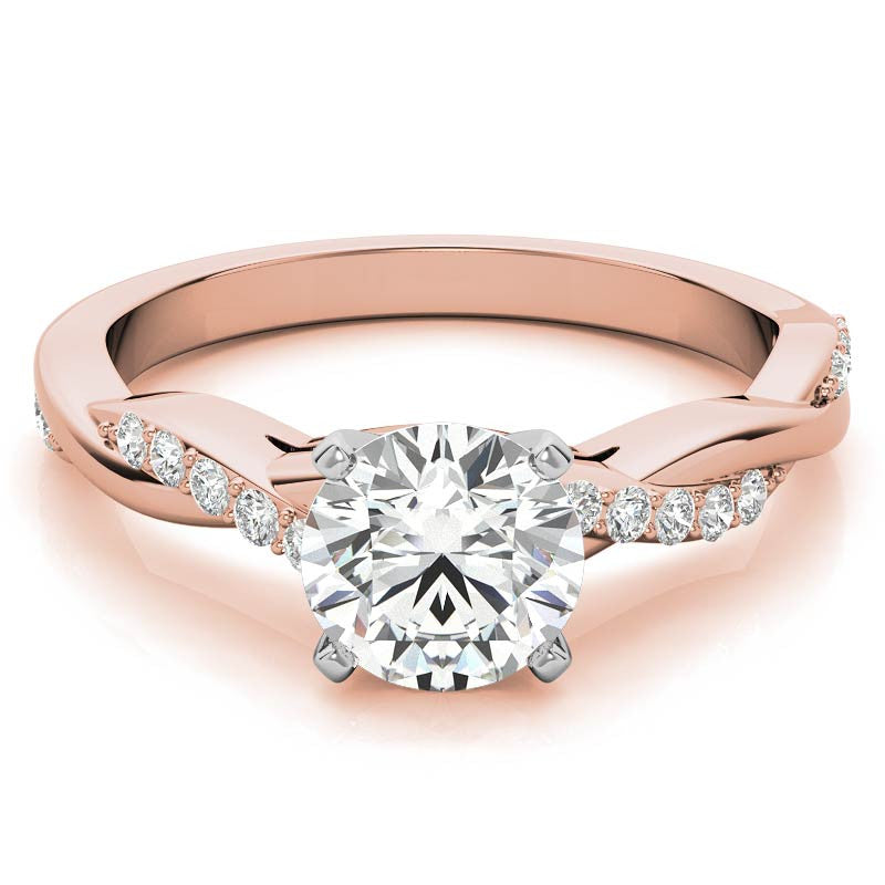 Round Brilliant Moissanite Twisted Engagement Ring Setting