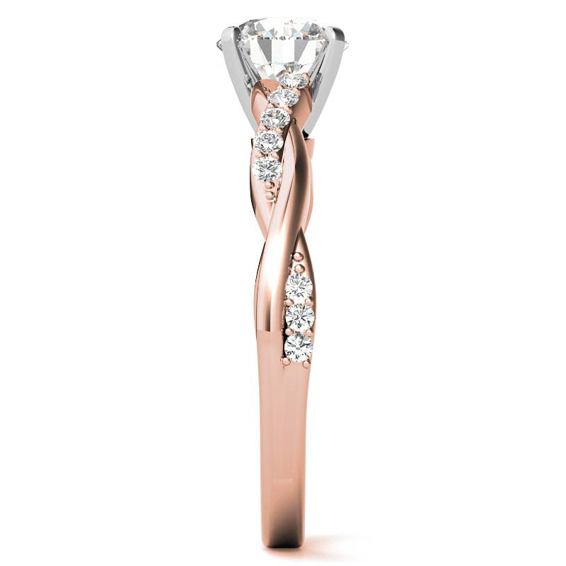 Round Brilliant Moissanite Twisted Engagement Ring Setting