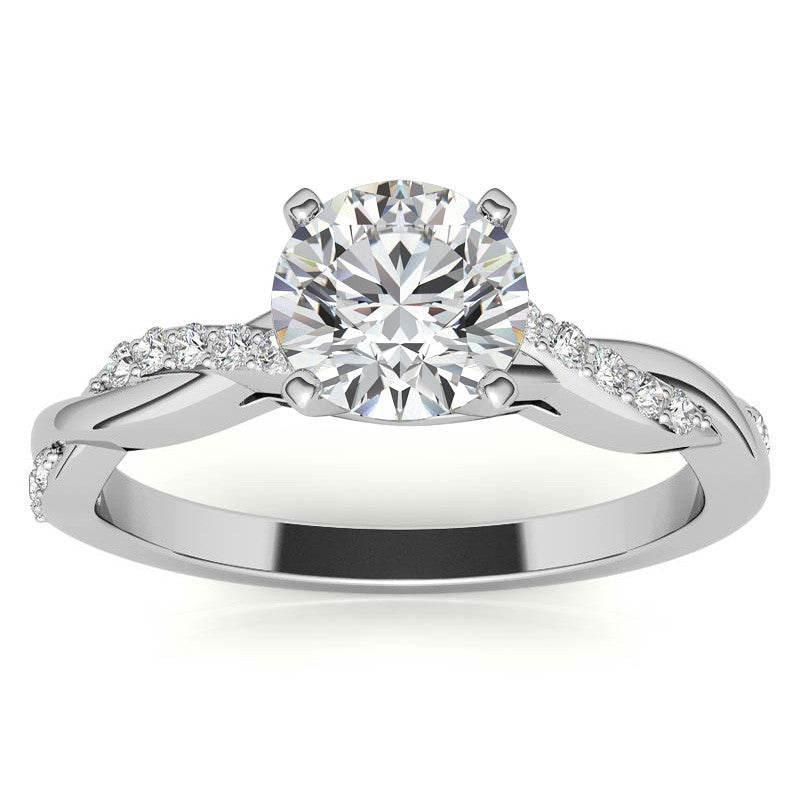 Round Brilliant Moissanite Twisted Engagement Ring Setting