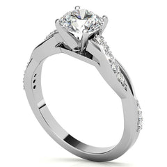 Round Brilliant Moissanite Twisted Engagement Ring Setting
