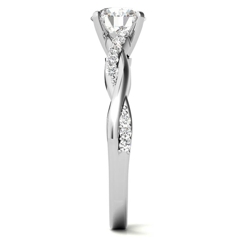 Round Brilliant Moissanite Twisted Engagement Ring Setting