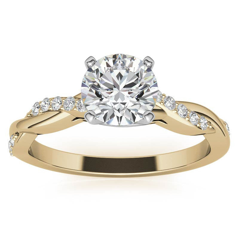 Round Brilliant Moissanite Twisted Engagement Ring Setting