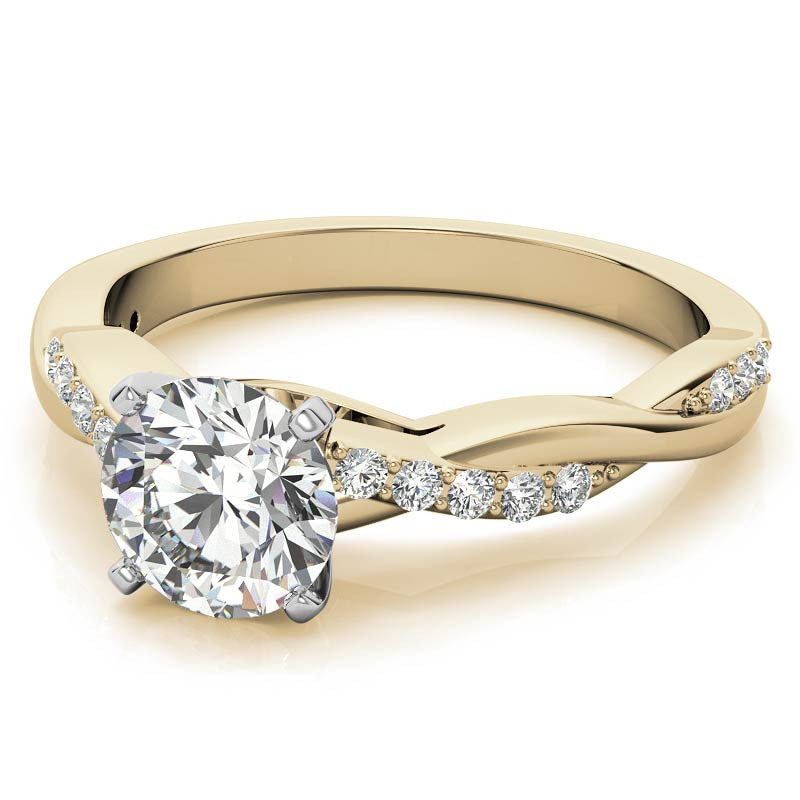 Round Brilliant Moissanite Twisted Engagement Ring Setting