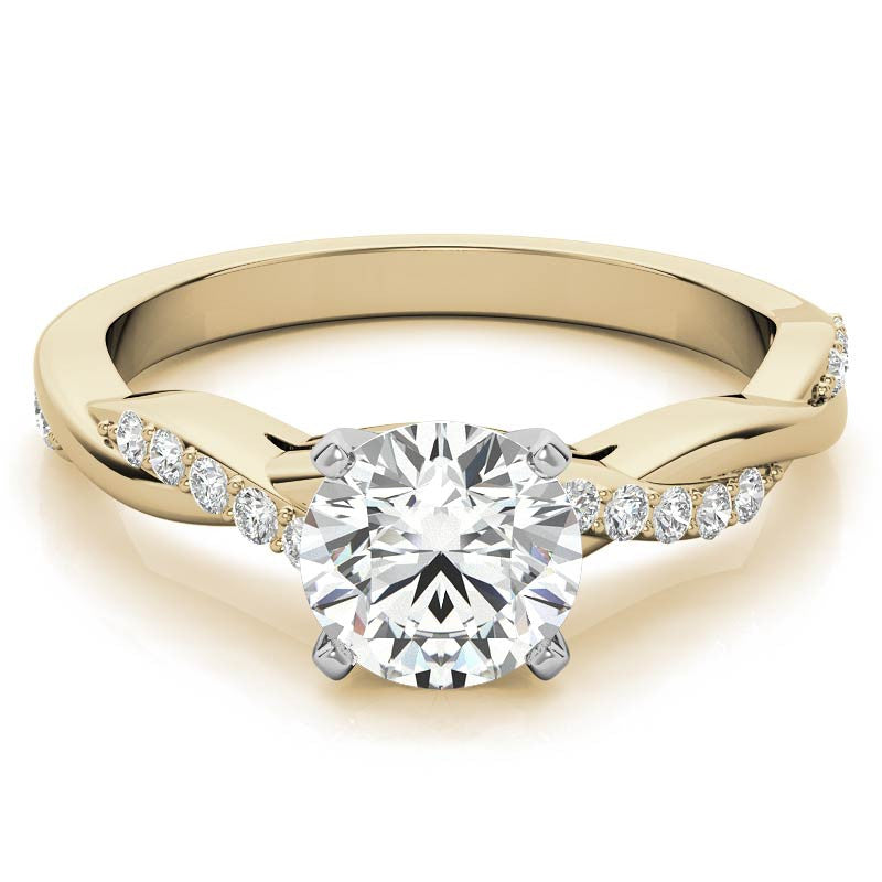 Round Brilliant Moissanite Twisted Engagement Ring Setting