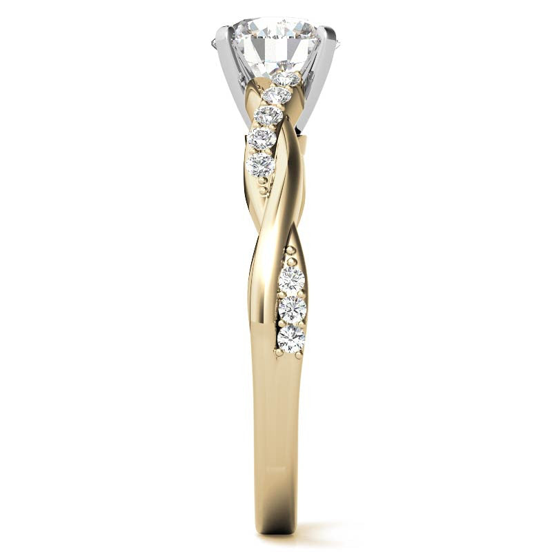 Round Brilliant Moissanite Twisted Engagement Ring Setting