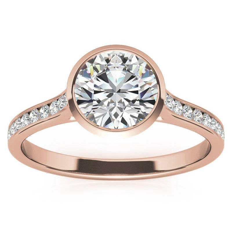 Round Petite Channel Bezel Moissanite Engagement Ring