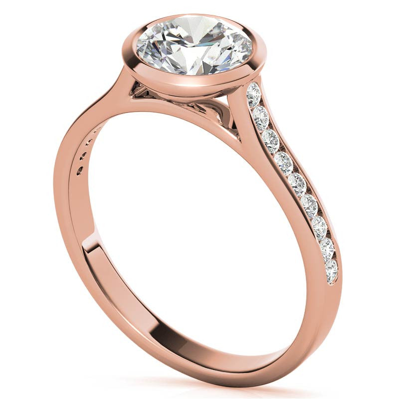 Round Petite Channel Bezel Moissanite Engagement Ring