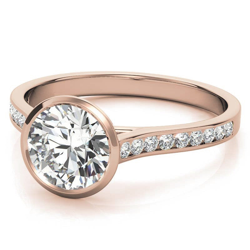 Round Petite Channel Bezel Moissanite Engagement Ring
