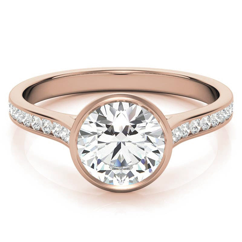 Round Petite Channel Bezel Moissanite Engagement Ring