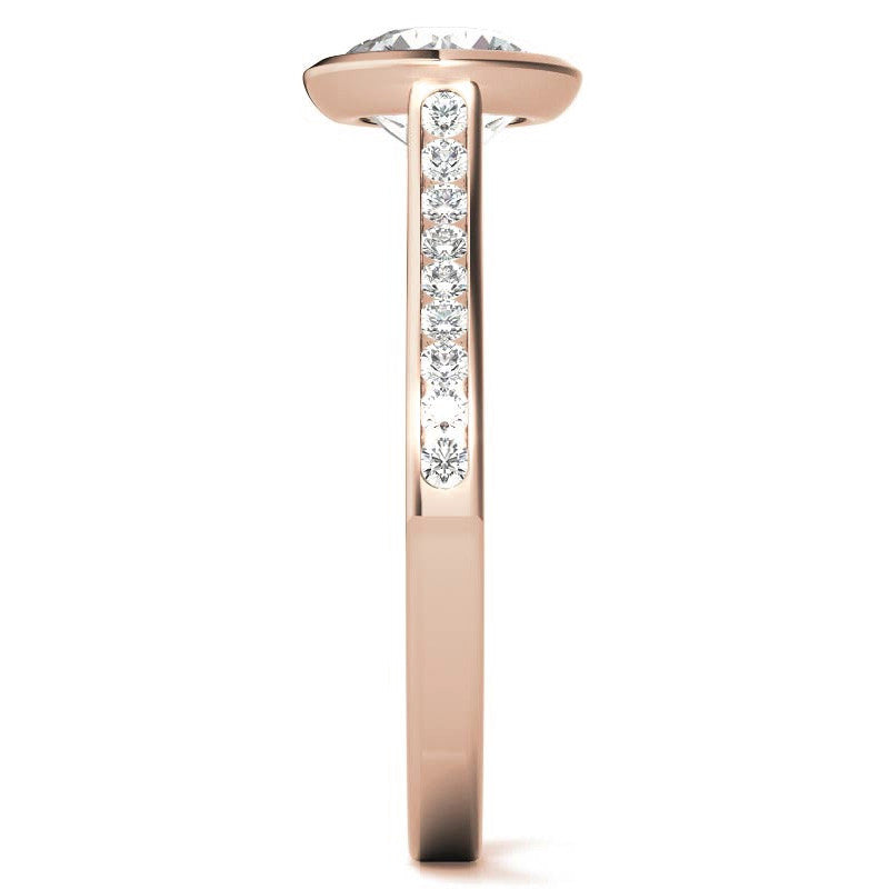 Round Petite Channel Bezel Moissanite Engagement Ring