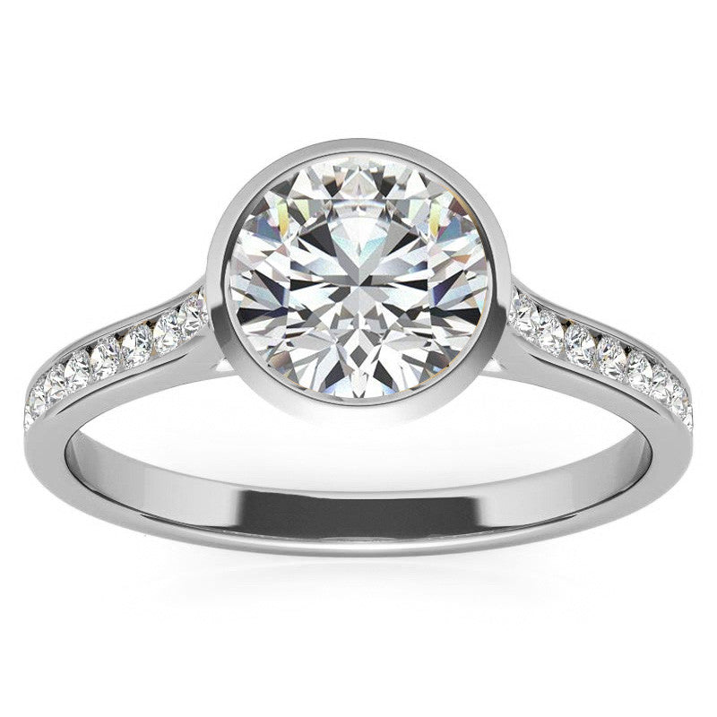 Round Petite Channel Bezel Moissanite Engagement Ring