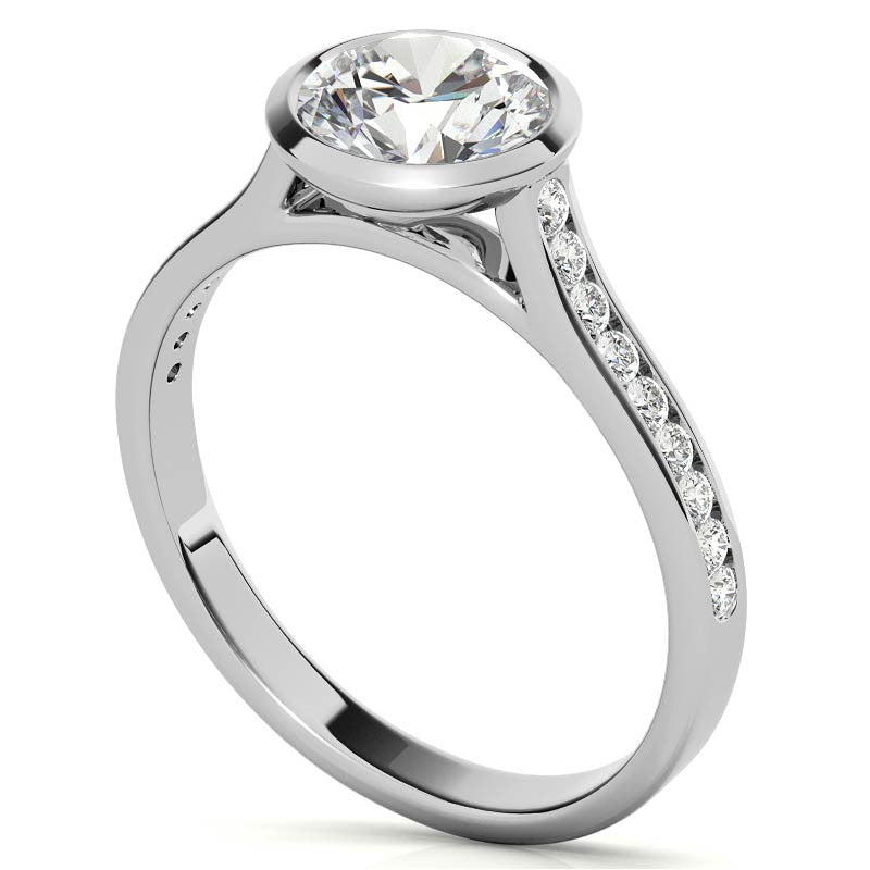 Round Petite Channel Bezel Moissanite Engagement Ring