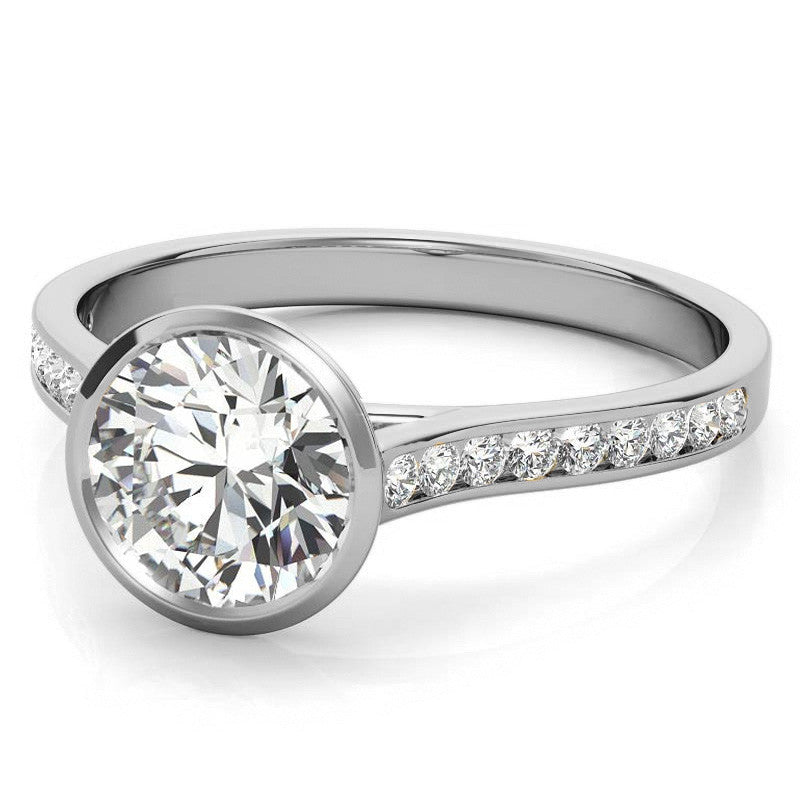 Round Petite Channel Bezel Moissanite Engagement Ring