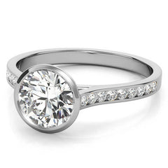 Round Petite Channel Bezel Moissanite Engagement Ring