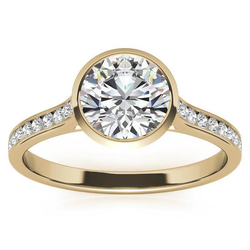 Round Petite Channel Bezel Moissanite Engagement Ring