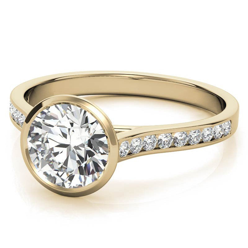 Round Petite Channel Bezel Moissanite Engagement Ring
