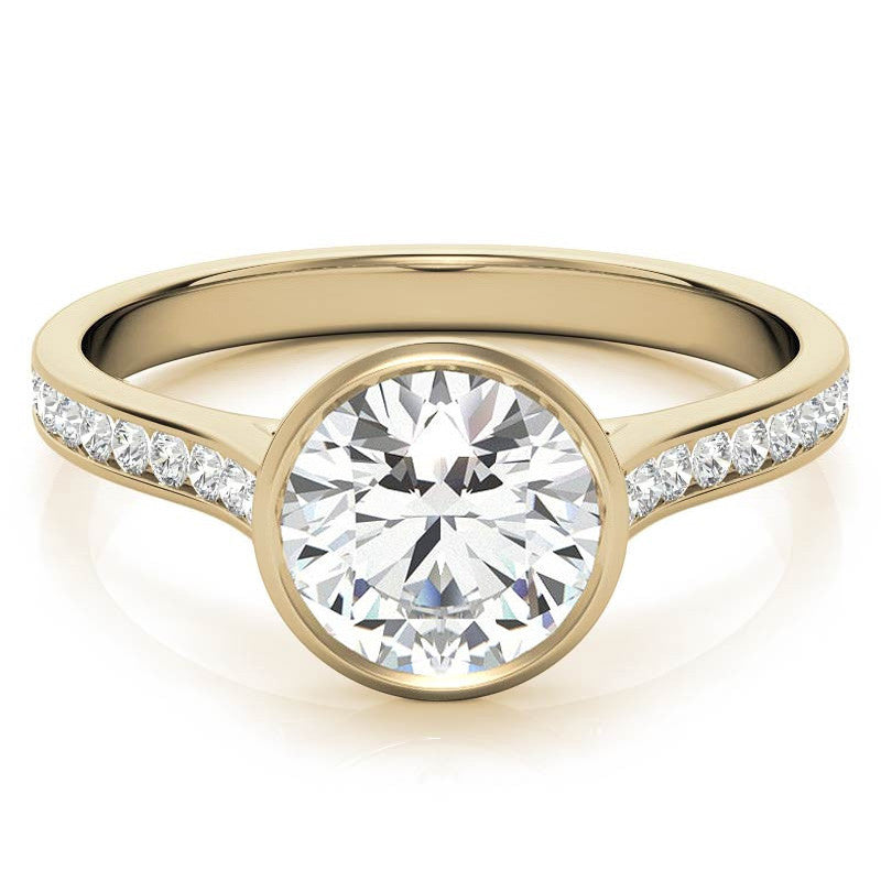 Round Petite Channel Bezel Moissanite Engagement Ring